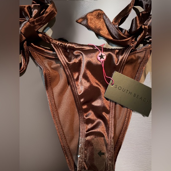ASOS SOUTH BEACH Satin Bikini top & tie bottom - Picture 7 of 7
